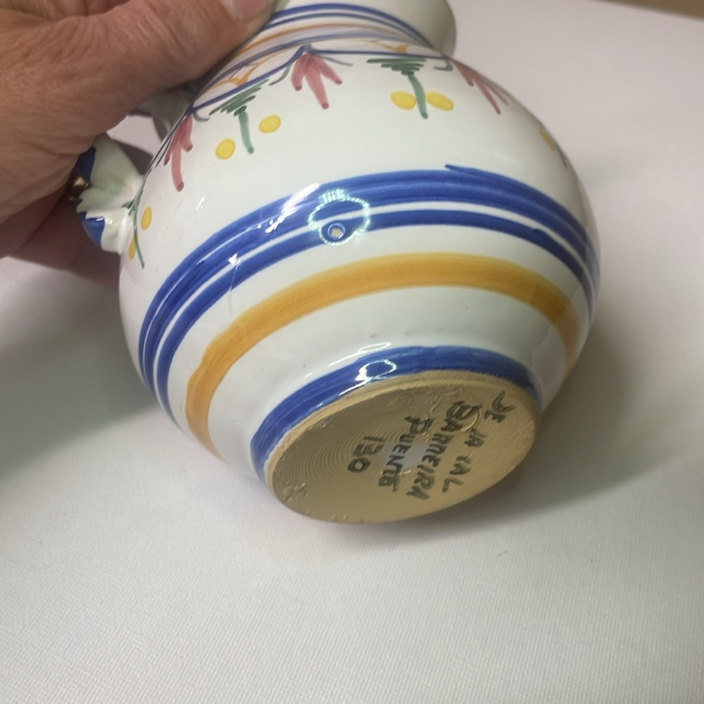 De La Cal Barriera Puente Spanish Art Pottery Pitcher # 58 4.5" Hand Painted - Picture 6 of 6
